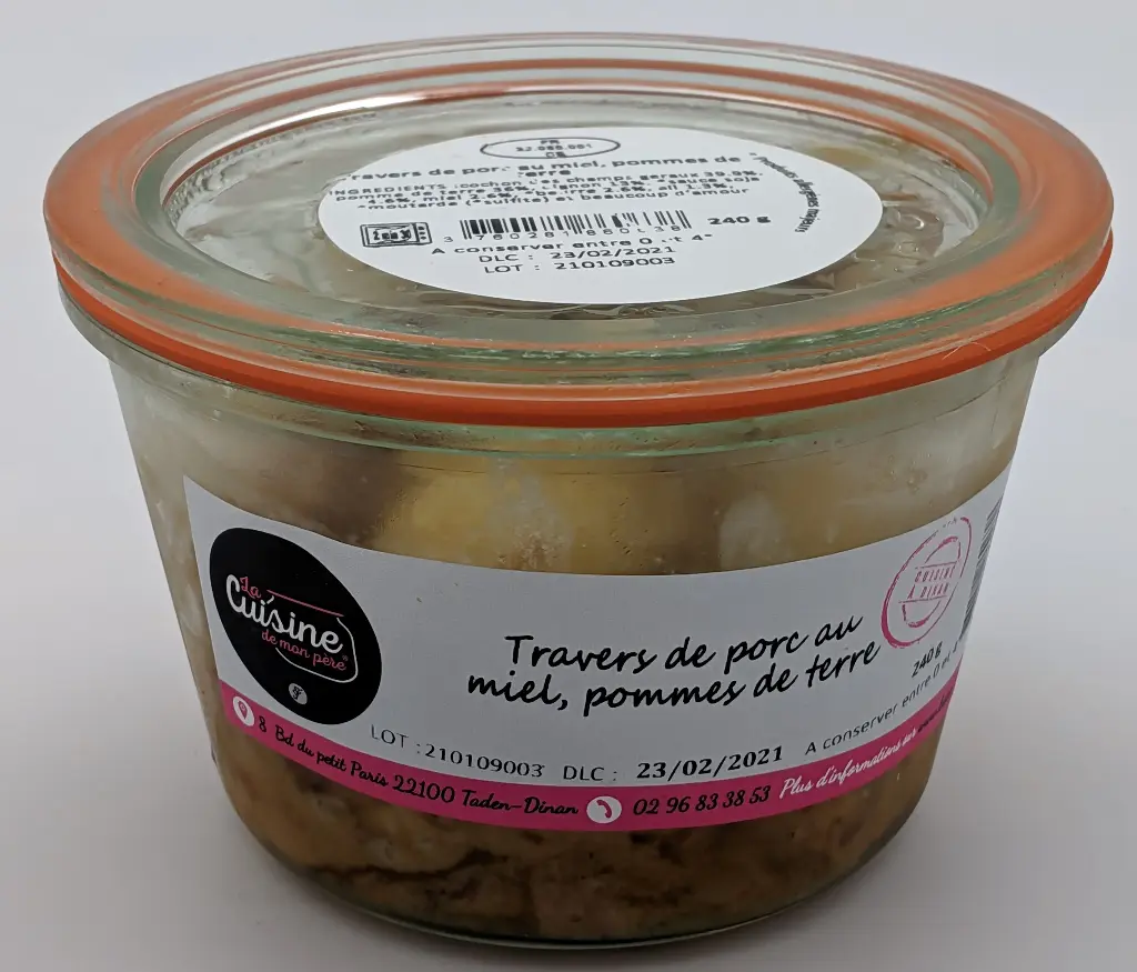 TRAVERS DE PORC LAQUÉ AU MIEL, POMMES DE TERRE RISSOLÉES
