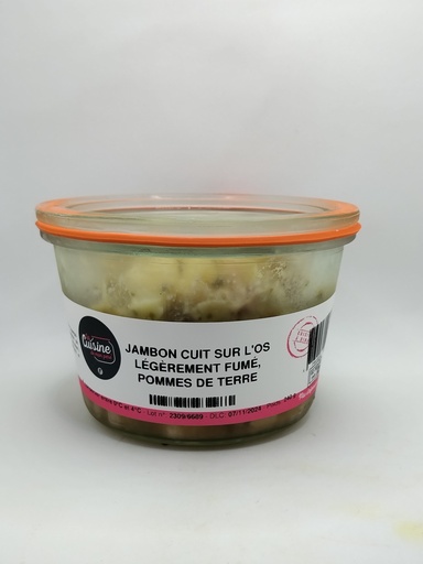 [G2] JAMBON CUIT SUR L'OS LÉGÈREMENT FUMÉ, POMMES DE TERRE 