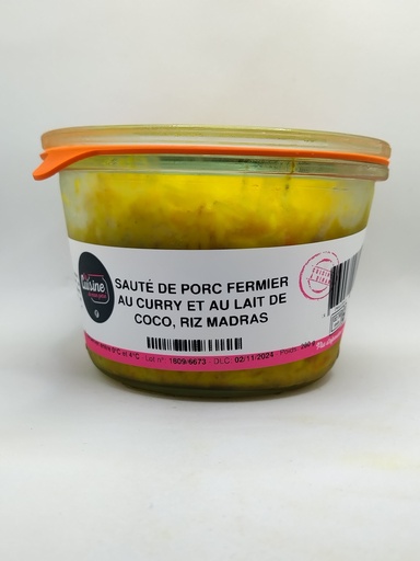 [g2] SAUTÉ DE PORC AU CURRY ET AU LAIT DE COCO, RIZ MADRAS 
